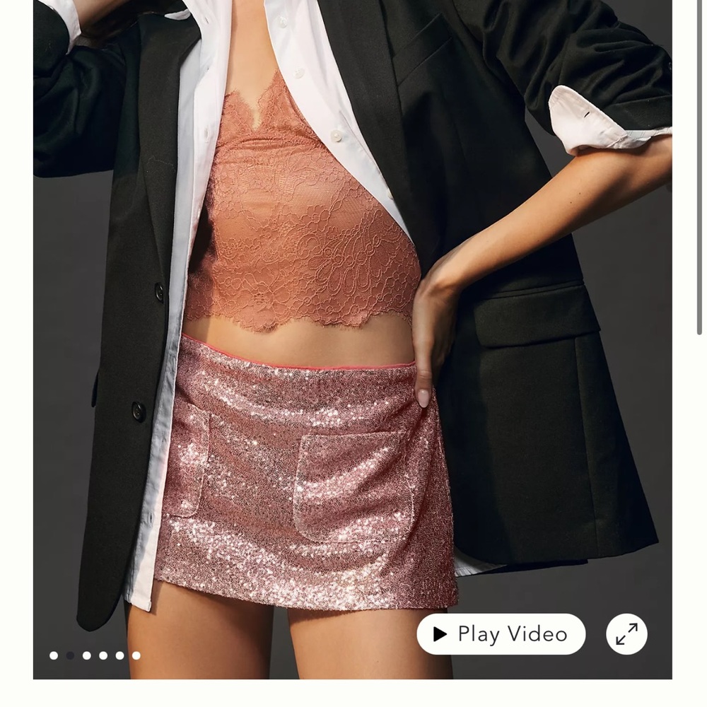 Anthropologie Pink Sequence Micro Skirt